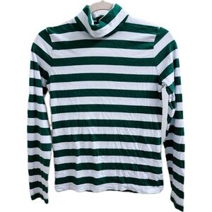 J Crew Striped Turtleneck Top in Kelly Green